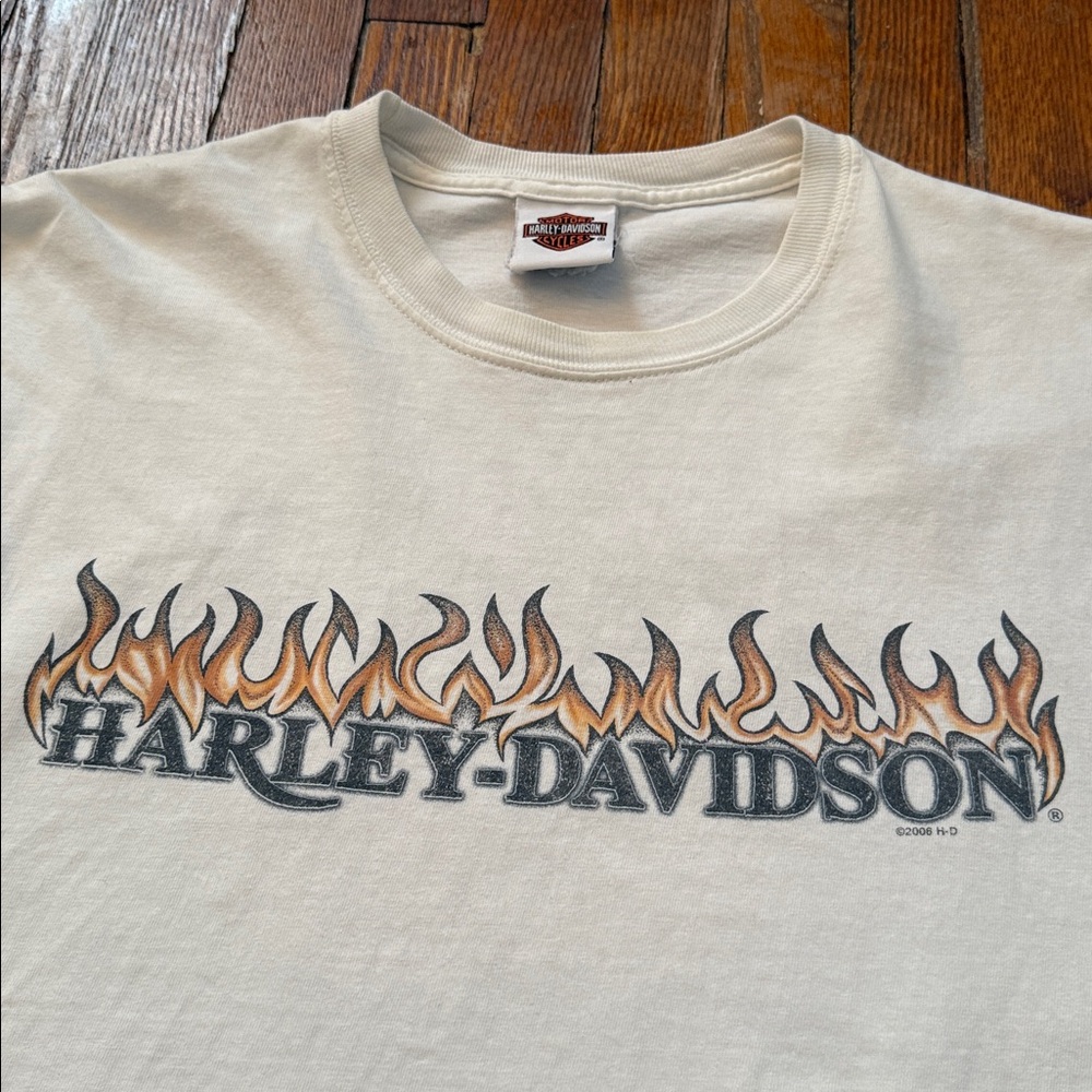 ‘06 Harley-Davidson Vintage Long Sleeve T-Shirt w/ Flame Graphic Y2K - Picture 4 of 11